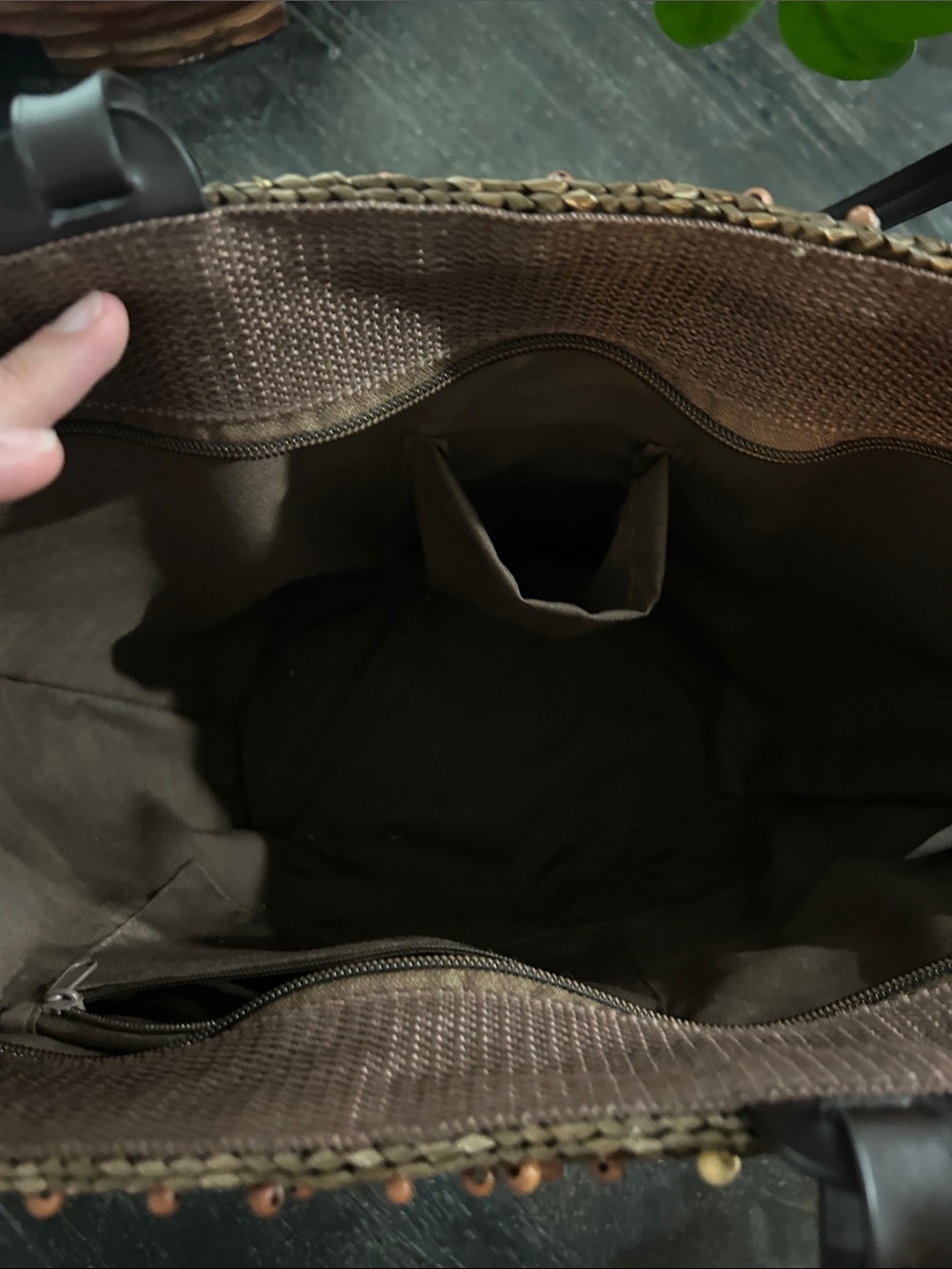 Source Unknown Brown Straw Tote with Floral Accents - Picture 4 of 12